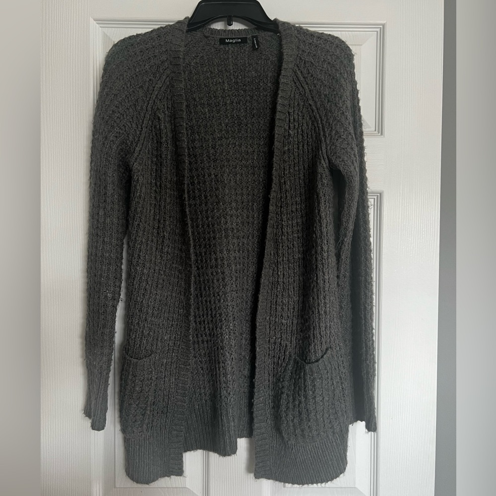 Gray long length cardigan